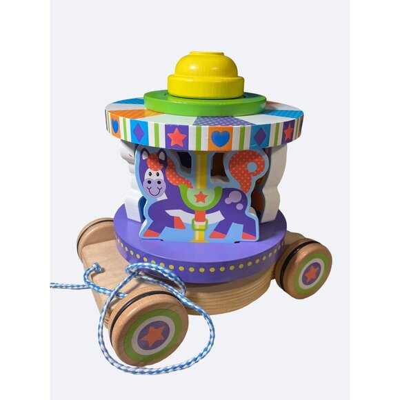MELISSA & DOUG First Play Wooden Carousel Pull Toy - Picture 3 of 12